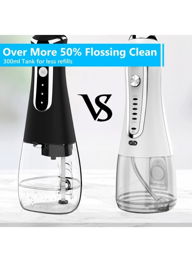 Joudi Portable water flosser, 3 modes, 5 replaceable nozzles, rechargeable and waterproof, suitable for both home and travel use - 380ml removable water tank (HF-6) Black - Image 3